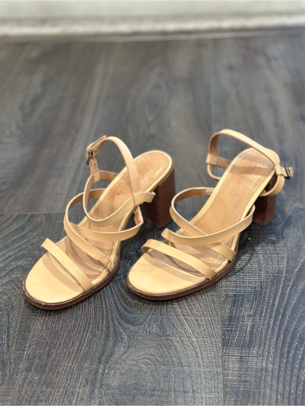 Madewell Nude Pink Strappy Block Heel Sandals
